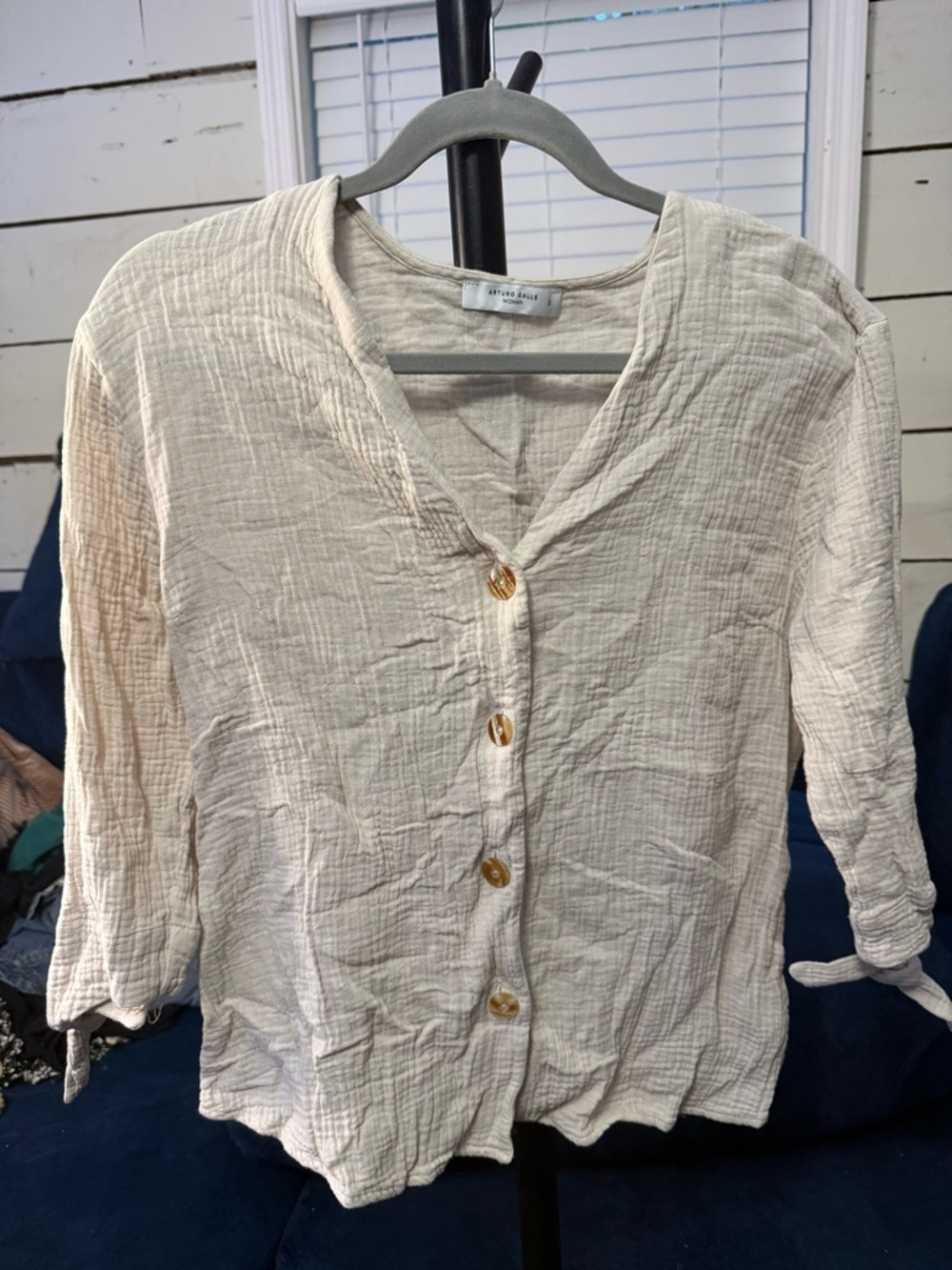 Soft Gauze Button-Front Women's Top - Cream